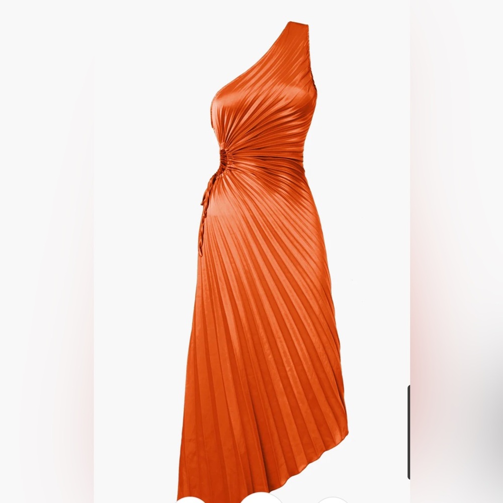 COMMENSE Orange Asymmetrical One-Shoulder Cocktail Dress